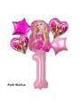 Barbie Folyo Balon Set Barbie Kalp Pembe 1 Yaş Balon Set Barbie Konsept Doğum Günü Set Yaş Balon Set