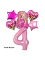 Barbie Folyo Balon Set Barbie Kalp Pembe 1 Yaş Balon Set Barbie Konsept Doğum Günü Set Yaş Balon Set