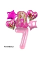 Barbie Folyo Balon Set Barbie Kalp Pembe 1 Yaş Balon Set Barbie Konsept Doğum Günü Set Yaş Balon Set