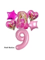 Barbie Folyo Balon Set Barbie Kalp Pembe 1 Yaş Balon Set Barbie Konsept Doğum Günü Set Yaş Balon Set