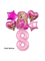 Barbie Folyo Balon Set Barbie Kalp Pembe 1 Yaş Balon Set Barbie Konsept Doğum Günü Set Yaş Balon Set