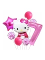 Hello Kitty 9 Yaş Balon Set Yıldız Balon Folyo Set Konsept Doğum Günü Set Yaş Balon Set