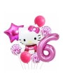 Hello Kitty 9 Yaş Balon Set Yıldız Balon Folyo Set Konsept Doğum Günü Set Yaş Balon Set