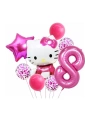 Hello Kitty 9 Yaş Balon Set Yıldız Balon Folyo Set Konsept Doğum Günü Set Yaş Balon Set