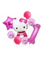 Hello Kitty 9 Yaş Balon Set Yıldız Balon Folyo Set Konsept Doğum Günü Set Yaş Balon Set