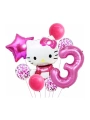 Hello Kitty 9 Yaş Balon Set Yıldız Balon Folyo Set Konsept Doğum Günü Set Yaş Balon Set