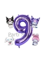 Kuromi 8 Yaş Mini Mor Balon Set Kuromi MyMelody Cinnamonroll Konsept Doğum Günü Balon Set