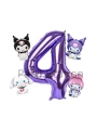 Kuromi 8 Yaş Mini Mor Balon Set Kuromi MyMelody Cinnamonroll Konsept Doğum Günü Balon Set