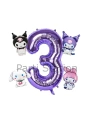 Kuromi 8 Yaş Mini Mor Balon Set Kuromi MyMelody Cinnamonroll Konsept Doğum Günü Balon Set