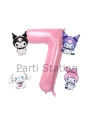 Kuromi 9 Yaş Mini Pembe Balon Set Kuromi MyMelody Cinnamonroll Konsept Doğum Günü Balon Set