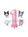 Kuromi 9 Yaş Mini Pembe Balon Set Kuromi MyMelody Cinnamonroll Konsept Doğum Günü Balon Set