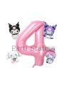 Kuromi 9 Yaş Mini Pembe Balon Set Kuromi MyMelody Cinnamonroll Konsept Doğum Günü Balon Set