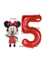 Minnie Mouse 3 Yaş Doğum Günü Set Minnie Mouse Konsept Balon ve Kırmızı Rakam Balon Set