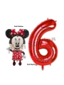 Minnie Mouse 3 Yaş Doğum Günü Set Minnie Mouse Konsept Balon ve Kırmızı Rakam Balon Set