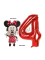 Minnie Mouse 3 Yaş Doğum Günü Set Minnie Mouse Konsept Balon ve Kırmızı Rakam Balon Set