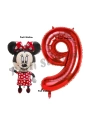 Minnie Mouse 3 Yaş Doğum Günü Set Minnie Mouse Konsept Balon ve Kırmızı Rakam Balon Set