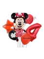 Minnie Mouse 4 Yaş Doğum Günü Set Minnie Mouse Konsept Balon ve Kırmızı Rakam Balon