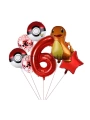 Pokemon Charizard Konsept 6 Yaş Balon Set Pokemon Çarizart Yıldız Balon Doğum Günü Folyo Balon Set