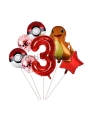 Pokemon Charizard Konsept 6 Yaş Balon Set Pokemon Çarizart Yıldız Balon Doğum Günü Folyo Balon Set