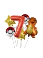 Pokemon Charizard Konsept 7 Yaş Balon Set Pokemon Çarizart Doğum Günü Yıldız Folyo Balon Set