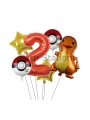 Pokemon Charizard Konsept 7 Yaş Balon Set Pokemon Çarizart Doğum Günü Yıldız Folyo Balon Set