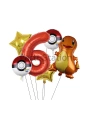 Pokemon Charizard Konsept 7 Yaş Balon Set Pokemon Çarizart Doğum Günü Yıldız Folyo Balon Set