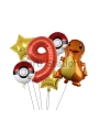 Pokemon Charizard Konsept 7 Yaş Balon Set Pokemon Çarizart Doğum Günü Yıldız Folyo Balon Set