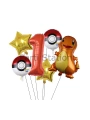 Pokemon Charizard Konsept 7 Yaş Balon Set Pokemon Çarizart Doğum Günü Yıldız Folyo Balon Set