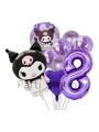 Sanrio Kuromi 7 Yaş Mor Renk Balon Set Anime Hello Kitty Kuromi Konsept Doğum Günü Balon Set