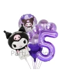 Sanrio Kuromi 7 Yaş Mor Renk Balon Set Anime Hello Kitty Kuromi Konsept Doğum Günü Balon Set