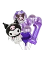 Sanrio Kuromi 7 Yaş Mor Renk Balon Set Anime Hello Kitty Kuromi Konsept Doğum Günü Balon Set