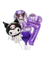 Sanrio Kuromi 7 Yaş Mor Renk Balon Set Anime Hello Kitty Kuromi Konsept Doğum Günü Balon Set