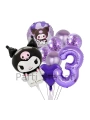 Sanrio Kuromi 7 Yaş Mor Renk Balon Set Anime Hello Kitty Kuromi Konsept Doğum Günü Balon Set