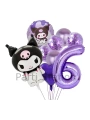 Sanrio Kuromi 7 Yaş Mor Renk Balon Set Anime Hello Kitty Kuromi Konsept Doğum Günü Balon Set