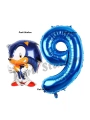 Tilki Sonic Balon 9 Yaş Doğum Günü Set Tilki Sonic Boom Konsept Balon ve Lacivert Rakam Balon