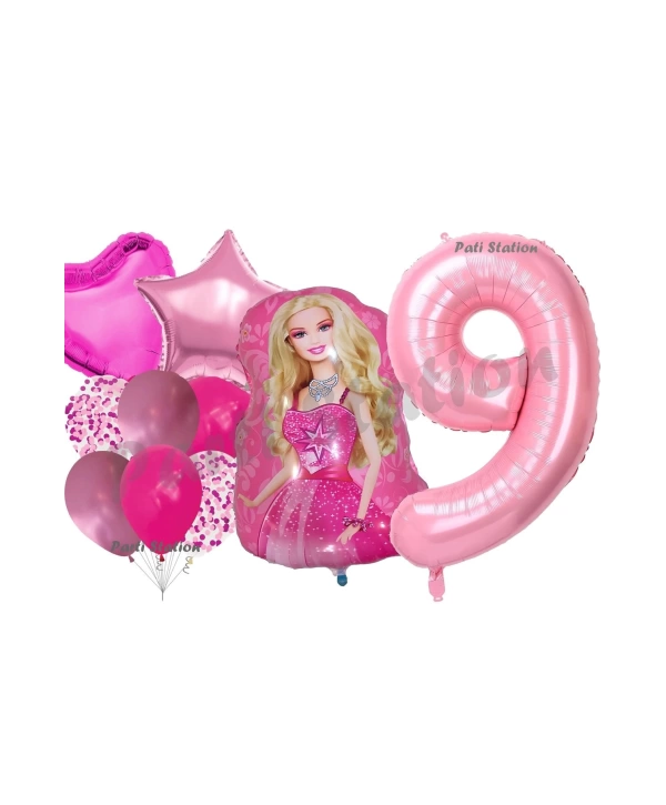 Barbie 4 Yaş Balon Seti Barbie Konsept Parti Barbie Pembe Doğum Günü Balon Seti