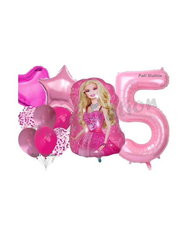 Barbie 4 Yaş Balon Seti Barbie Konsept Parti Barbie Pembe Doğum Günü Balon Seti