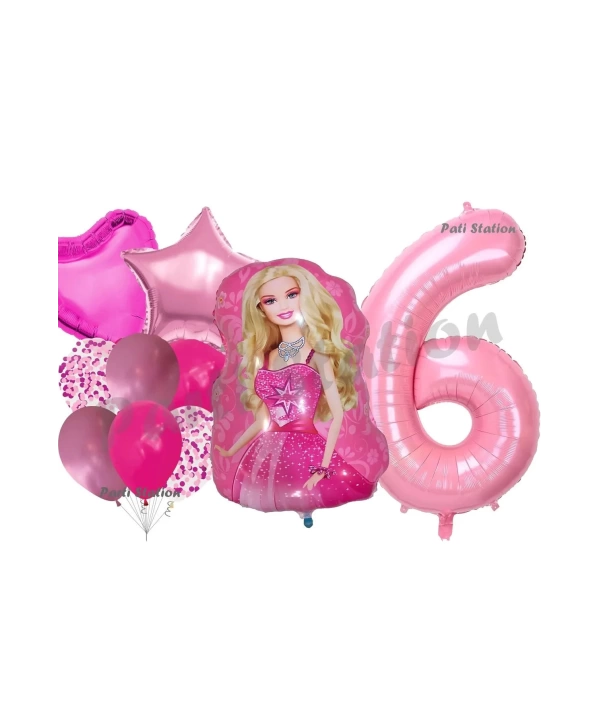 Barbie 4 Yaş Balon Seti Barbie Konsept Parti Barbie Pembe Doğum Günü Balon Seti