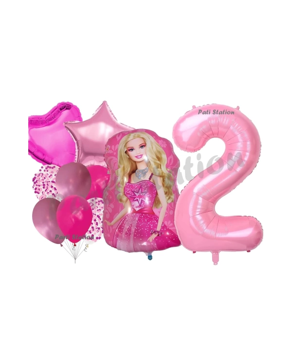 Barbie 4 Yaş Balon Seti Barbie Konsept Parti Barbie Pembe Doğum Günü Balon Seti