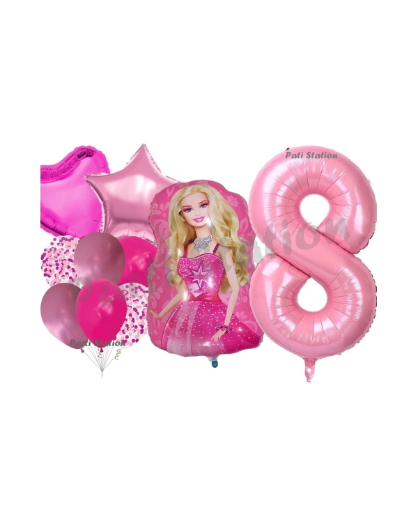 Barbie 4 Yaş Balon Seti Barbie Konsept Parti Barbie Pembe Doğum Günü Balon Seti