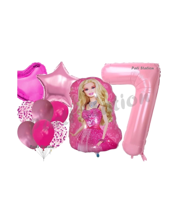 Barbie 4 Yaş Balon Seti Barbie Konsept Parti Barbie Pembe Doğum Günü Balon Seti