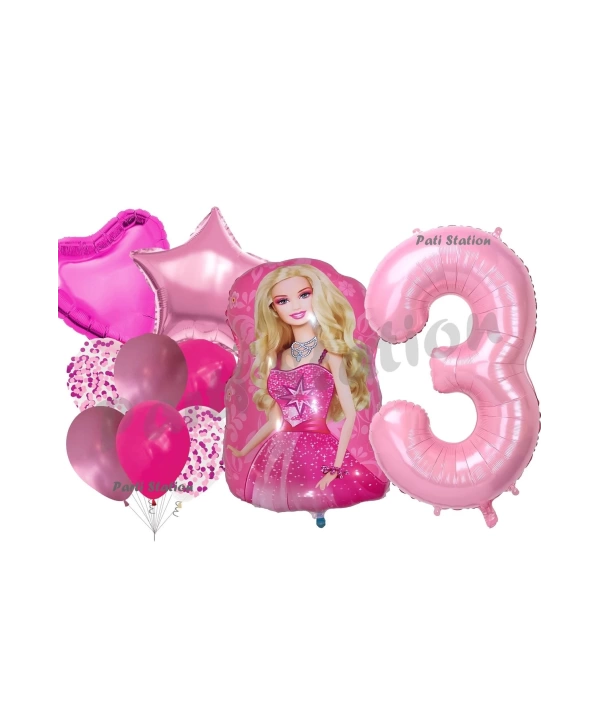 Barbie 4 Yaş Balon Seti Barbie Konsept Parti Barbie Pembe Doğum Günü Balon Seti