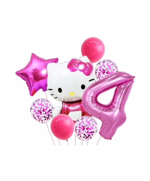 Hello Kitty 9 Yaş Balon Set Yıldız Balon Folyo Set Konsept Doğum Günü Set Yaş Balon Set