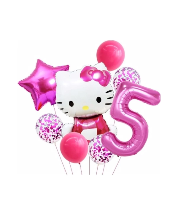 Hello Kitty 9 Yaş Balon Set Yıldız Balon Folyo Set Konsept Doğum Günü Set Yaş Balon Set