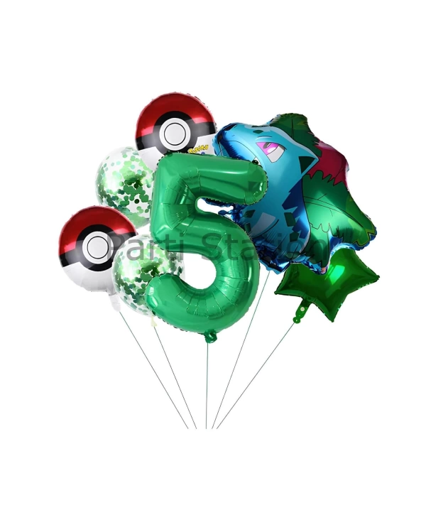 Pokemon Bulbasaur Konsept 8 Yaş Balon Set Pokemon Bulbasaur Balon Doğum Günü Folyo Balon Set