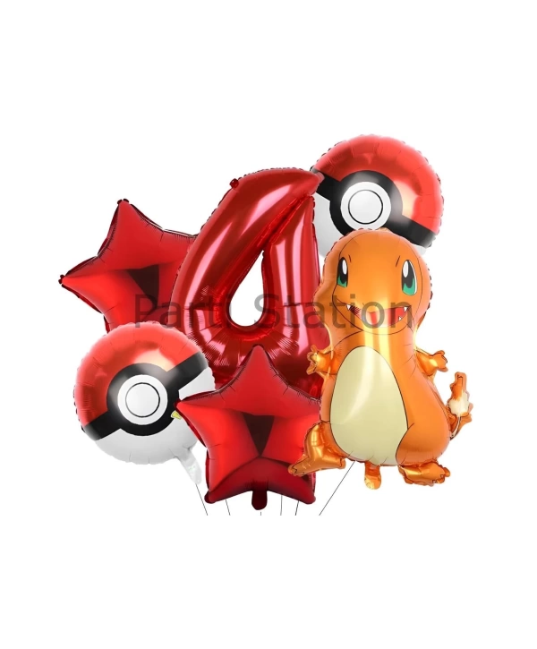 Pokemon Charizard Konsept 4 Yaş Balon Set Pokemon Çarizart Doğum Günü Folyo Balon Set