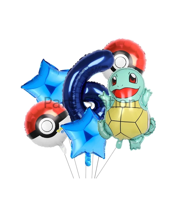 Pokemon Squirtle Konsept 6 Yaş Balon Set Pokemon Squirtle Balon Doğum Günü Folyo Balon Set