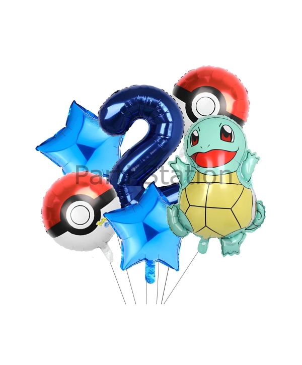 Pokemon Squirtle Konsept 6 Yaş Balon Set Pokemon Squirtle Balon Doğum Günü Folyo Balon Set