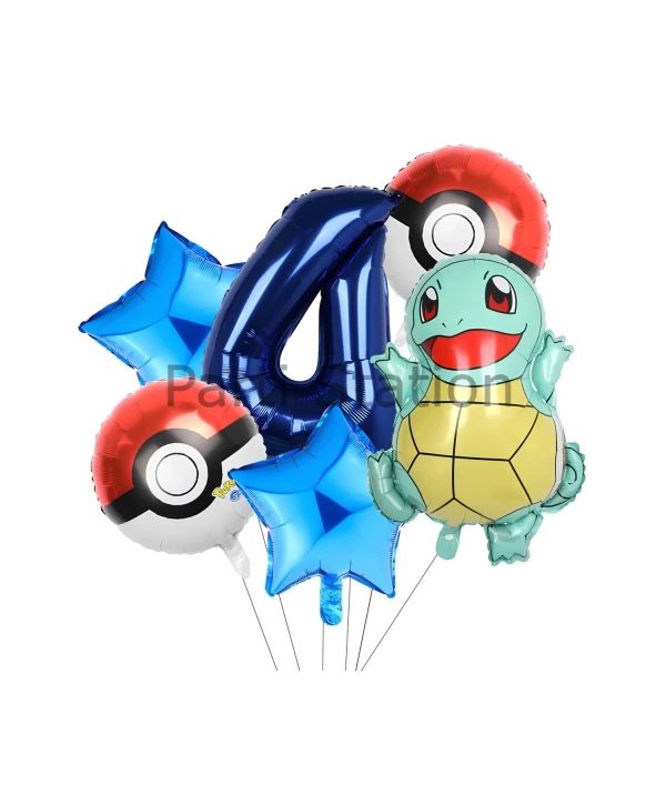 Pokemon Squirtle Konsept 6 Yaş Balon Set Pokemon Squirtle Balon Doğum Günü Folyo Balon Set