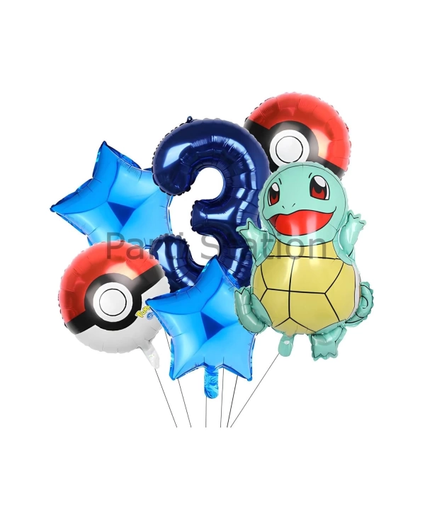 Pokemon Squirtle Konsept 6 Yaş Balon Set Pokemon Squirtle Balon Doğum Günü Folyo Balon Set